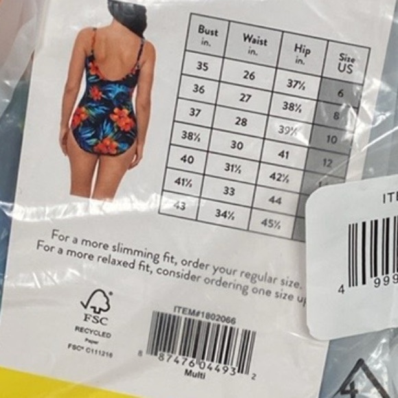 *SEALED* Miradonna by Miraclesuit 1 Piece Bathing Suit Size 6 Tropical Slimming - Picture 7 of 7